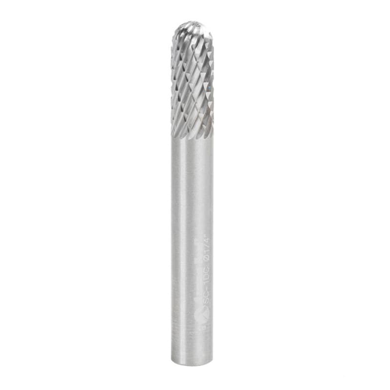 1/4" x 2" Cylinder Shape Double Cut Burr Bit, 1/4" Shank
