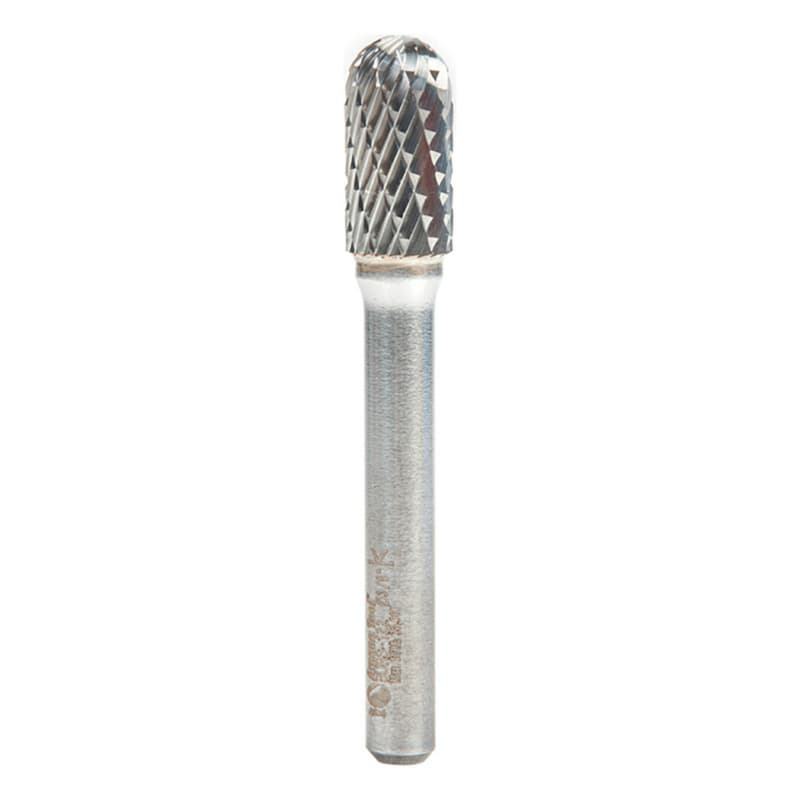 3/8" x 2-1/2" Cylinder Shape Double Cut Burr Bit, 1/4" Shank