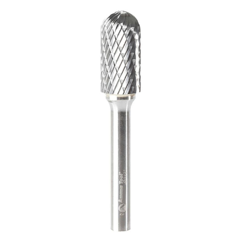 1/2" x 2-3/4" Double Cut Cylinder Shape Burr Bit, 1/4" Shank