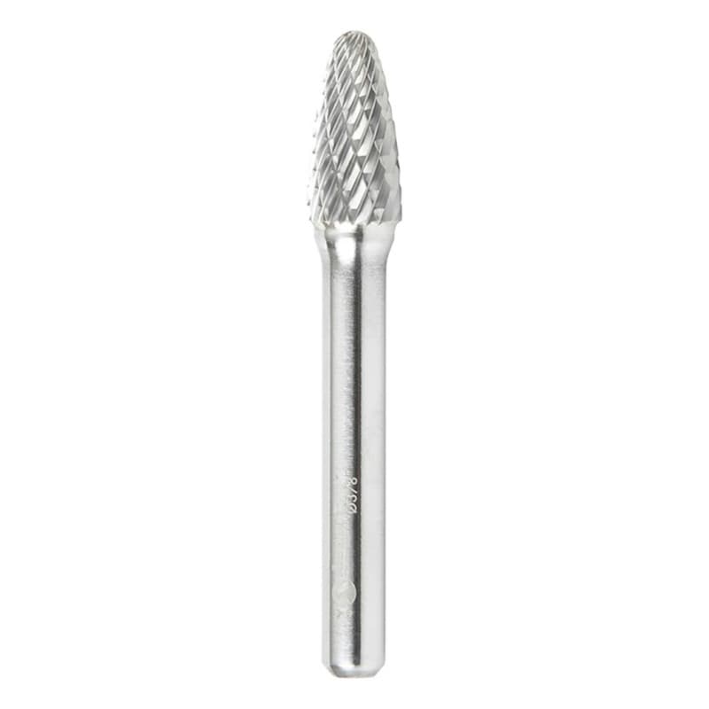 3/8" x 2-1/2" Tree Shape Double Cut Burr Bit, 1/4" Shank
