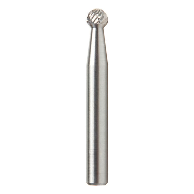 1/4" x 2" Ball Shape Double Cut Burr Bit, 1/4" Shank