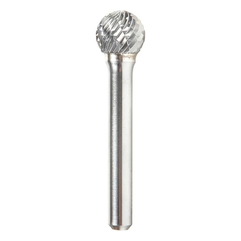 1/2" x 2-1/4" Ball Shape Double Cut Burr Bit, 1/4" Shank