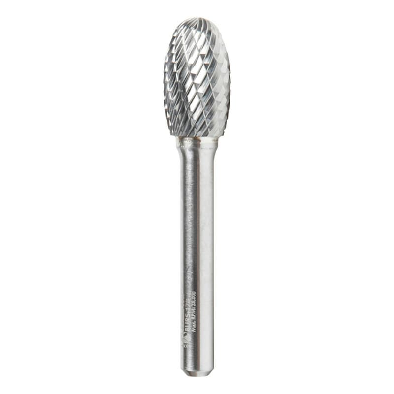 1/2" x 2-5/8" Oval Shape Double Cut Burr Bit, 1/4" Shank