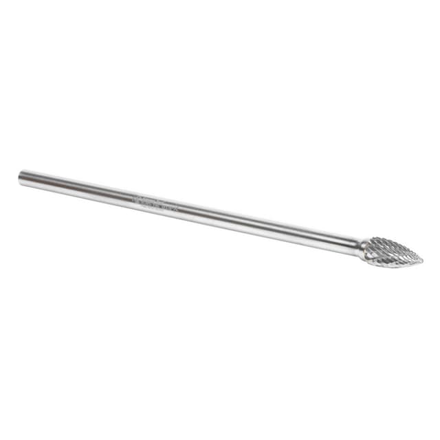 3/8" x 6-3/4" Pointed Tree Shape Double Cut Burr Bit, 1/4" Shank