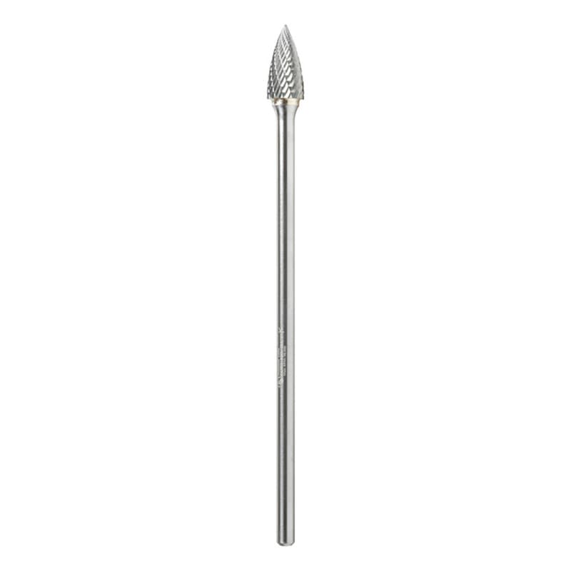 1/2" x 6-3/4" Pointed Tree Shape Double Cut Burr Bit, 1/4" Shank