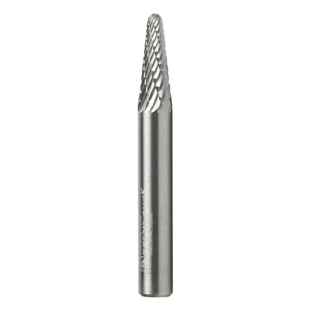 1/4" x 2" Cone Shape Double Cut Burr Bit, 1/4" Shank