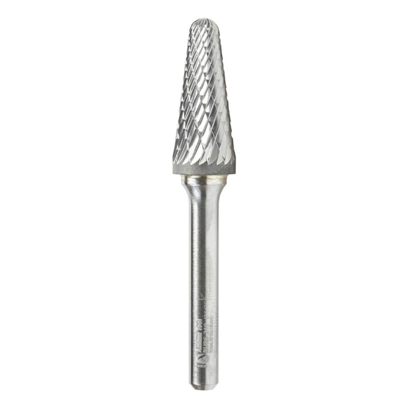 1/2" x 2-7/8" Cone Shape Double Cut Burr Bit, 1/4" Shank