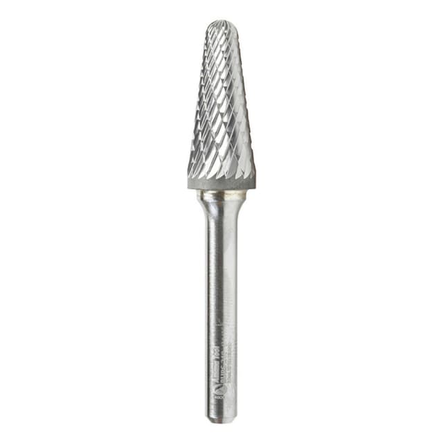 1/2" x 2-7/8" Cone Shape Double Cut Burr Bit, 1/4" Shank