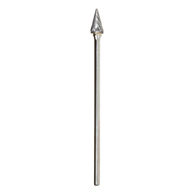 1/2" x 6-7/8" Pointed Cone Shape Double Cut Burr Bit, 1/4" Shank