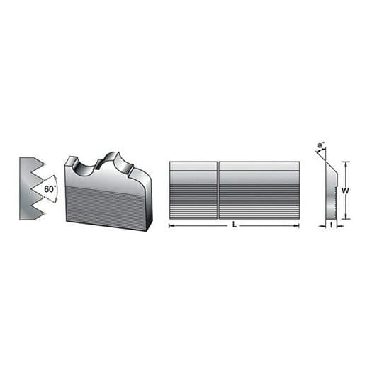 25mm x 1-1/4" x 1/4" M-2 Corrugated Back Moulder Knives