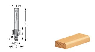 7/16" x 1/8" Radius Miniature Corner Rounding Router Bit with Mini 3/16" Lower Ball Bearing, 2-Flute, 1/4" Shank