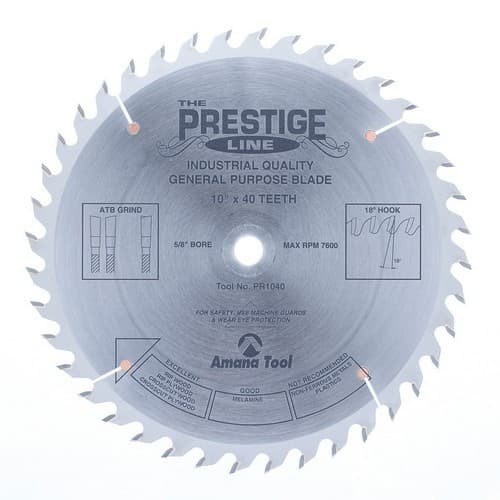 Prestige™ 10" x 40 Teeth General Purpose Rip/Cross-Cut Saw Blade