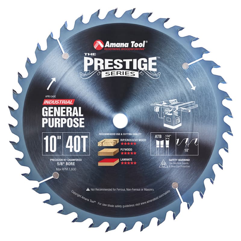 10" x 40 Teeth Electro-Blu Coated Ripping/Cross-Cut General Purpose Saw Blade