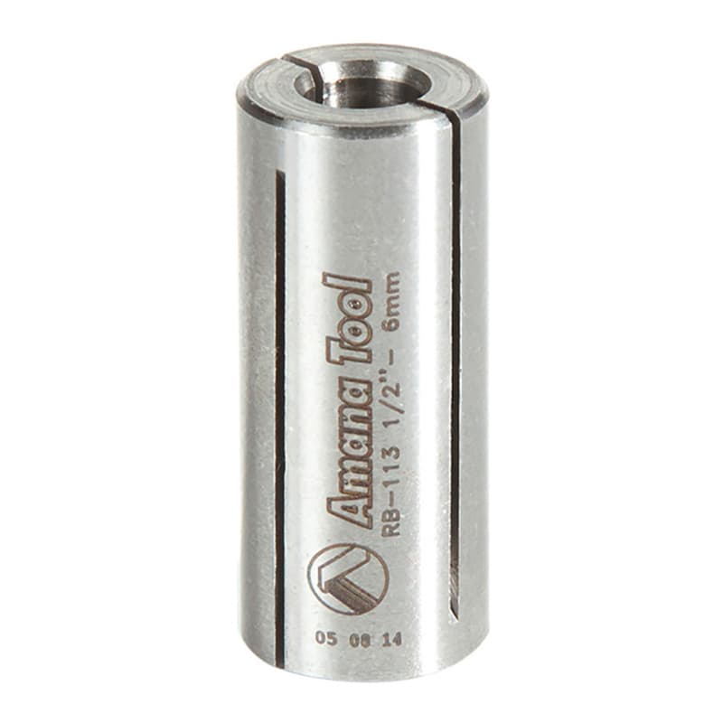 1/2" x 1-1/4" High Precision Steel Router Collet Reducer, 6mm Shank
