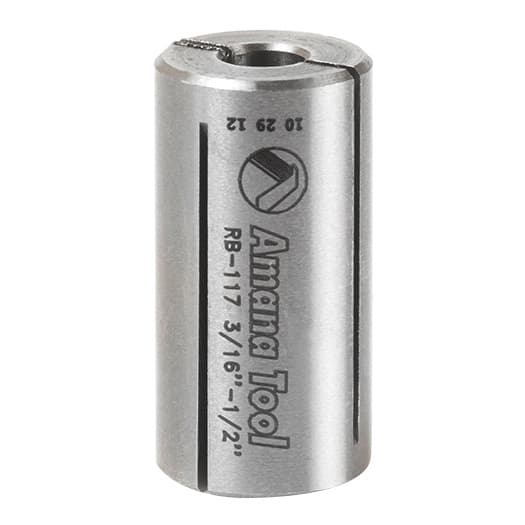 1/2" x 1" High Precision Steel Router Collet Reducer, 3/16" Shank