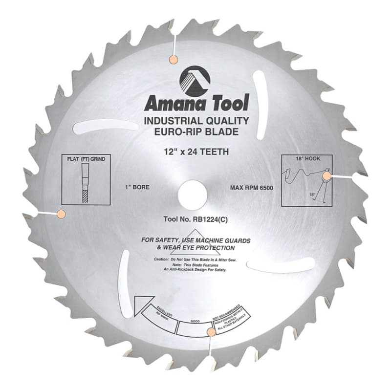 12" x 24 Teeth Euro Rip Saw Blade with Cooling Slot