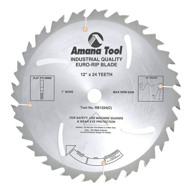 12" x 24 Teeth Euro Rip Saw Blade with Cooling Slot