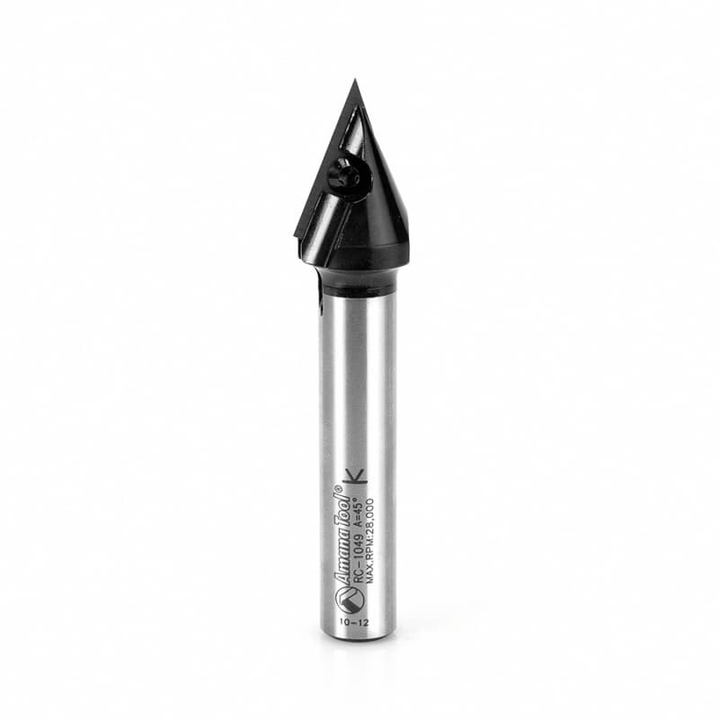 13/16" x 3-21/32" 45° CNC Insert V-Groove Router Bit, 1-Flute, 1/2" Shank