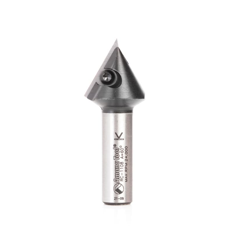 Insert V-Groove 60° x 1-1/16 Dia x 29/32 x 1/2" Shank CNC Router Bit