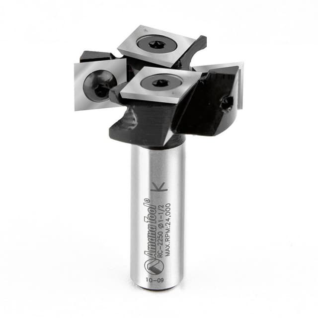 1-1/2" Dia x 1/2" Insert Carbide Mini Spoilboard Surfacing, Rabbeting, Flycutter, Slab Leveler/Surface Planer Router Bit, 1/2" Shank