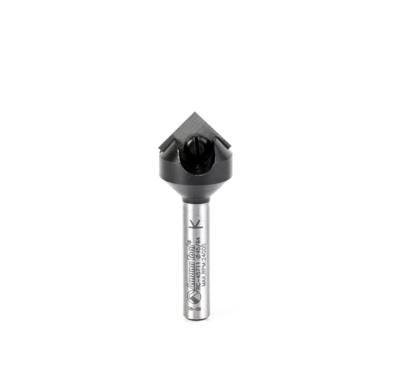 11/16" x 1-61/64" Insert Signmaking V-Groove Router Bit, 1-Flute, 1/4" Shank