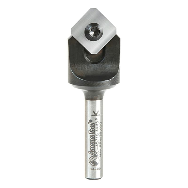 43/64" x 2-9/32" Insert Double Edge Folding V-Groove Router Bit for Shaping Composite Panel, 2-Flute, 1/4" Shank