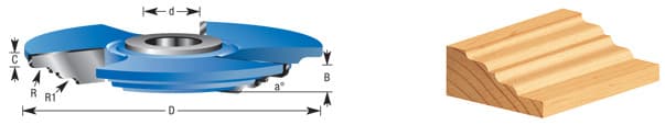 5-1/2" 3-Wing Cove/Corner Round Raised Panel Cutter for 3/4" Material
