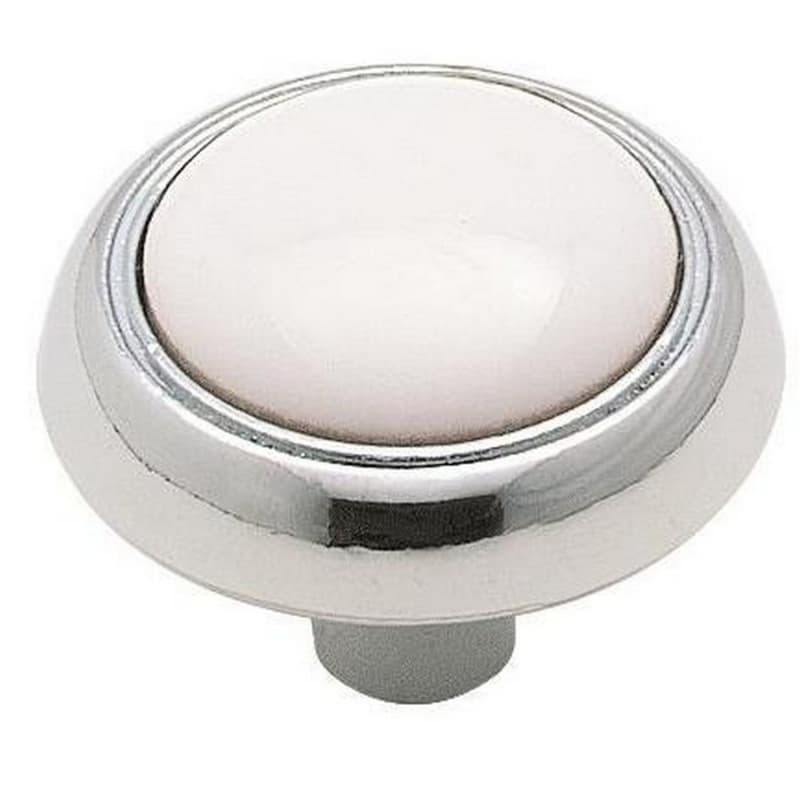 1-3/16" Everyday Heritage Round Knob, White/Polished Chrome, 15/16" Projection