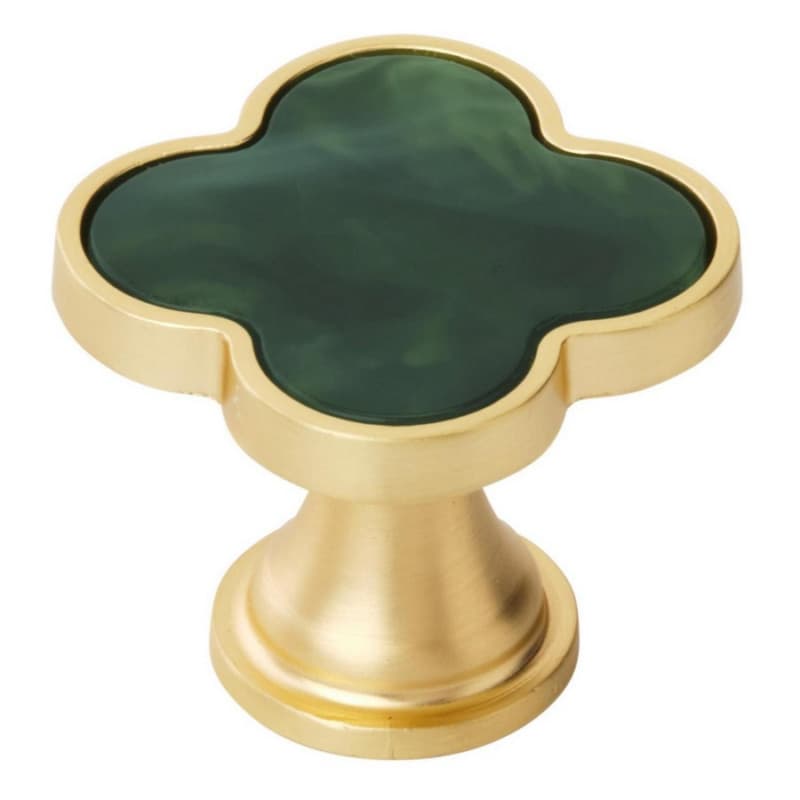 1" - 1-1/4" Accents Cabinet Knob, Gold/Emerald Green
