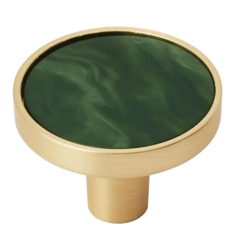 1-1/4" Accents Cabinet Knob, Gold/Emerald Green