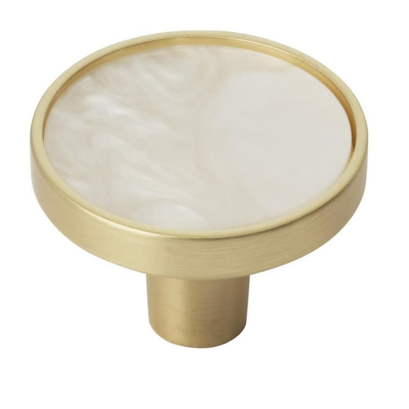 1-1/4" Accents Cabinet Knob, Gold/Mother of Pearl