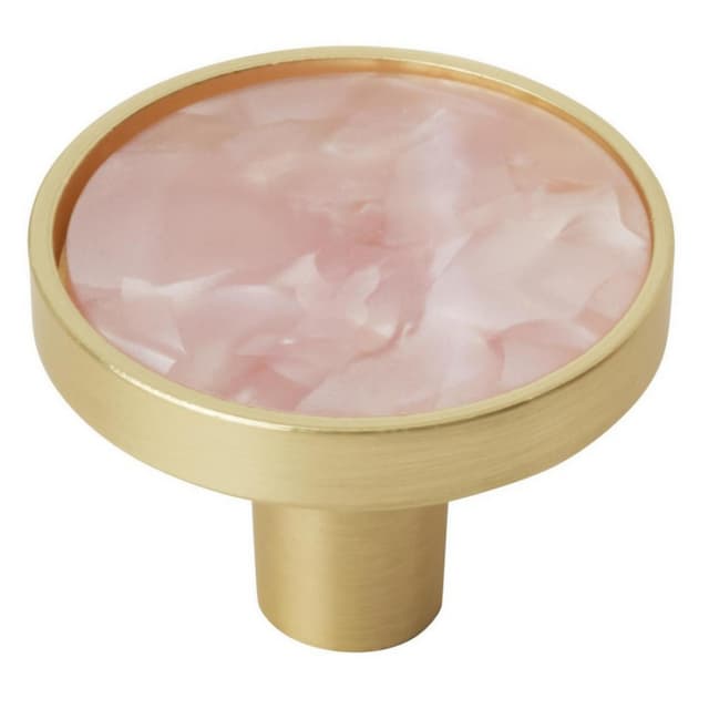 1-1/4" Accents Cabinet Knob, Gold/Pink