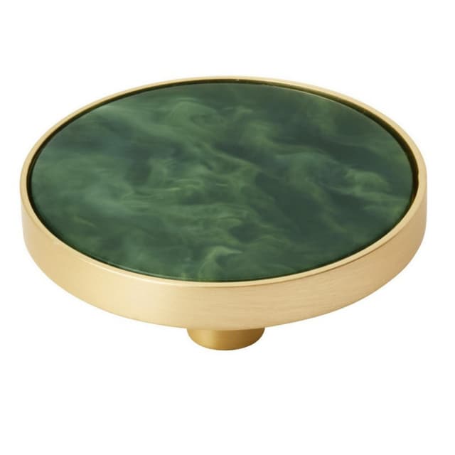 2" Accents Cabinet Knob, Gold/Emerald Green