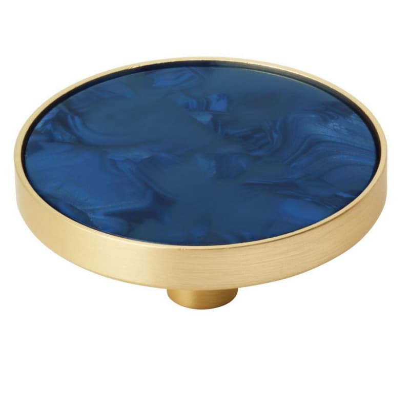 2" Accents Cabinet Knob, Gold/Navy Blue