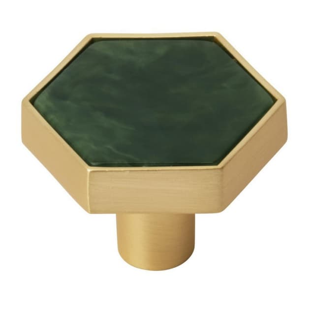 1-5/16" Accents Cabinet Knob, Gold/Emerald Green