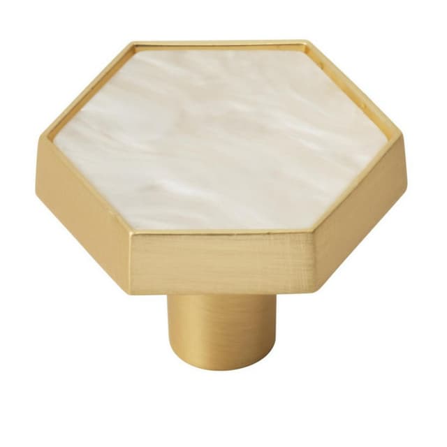 1-5/16" Accents Cabinet Knob, Gold/Mother Of Pearl