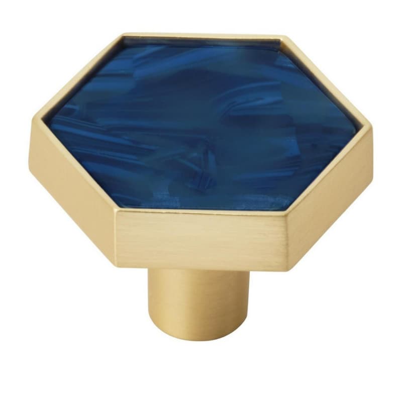 1-5/16" Accents Cabinet Knob, Gold/Navy Blue