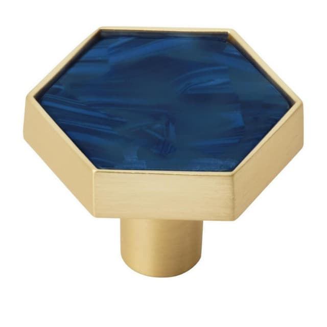 1-5/16" Accents Cabinet Knob, Gold/Navy Blue