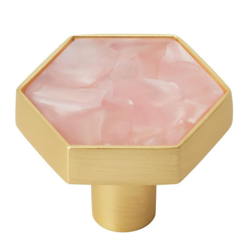 1-5/16" Accents Cabinet Knob, Gold/Pink