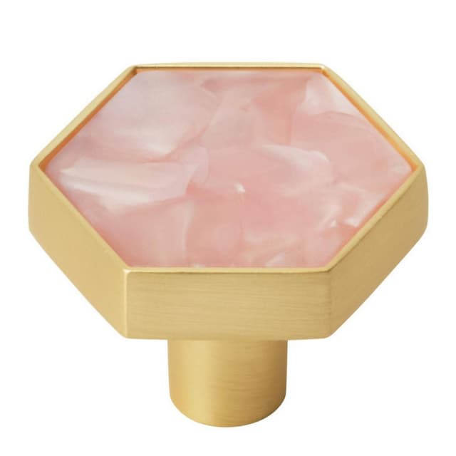 1-5/16" Accents Cabinet Knob, Gold/Pink