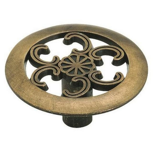 1-1/2" Everyday Heritage Round Knob, Antique Brass, 3/4" Projection