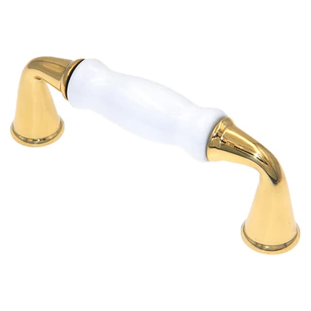 3" Allison Value Hardware Handle Pull, Polished Brass/White Porcelain, 5/8" Width