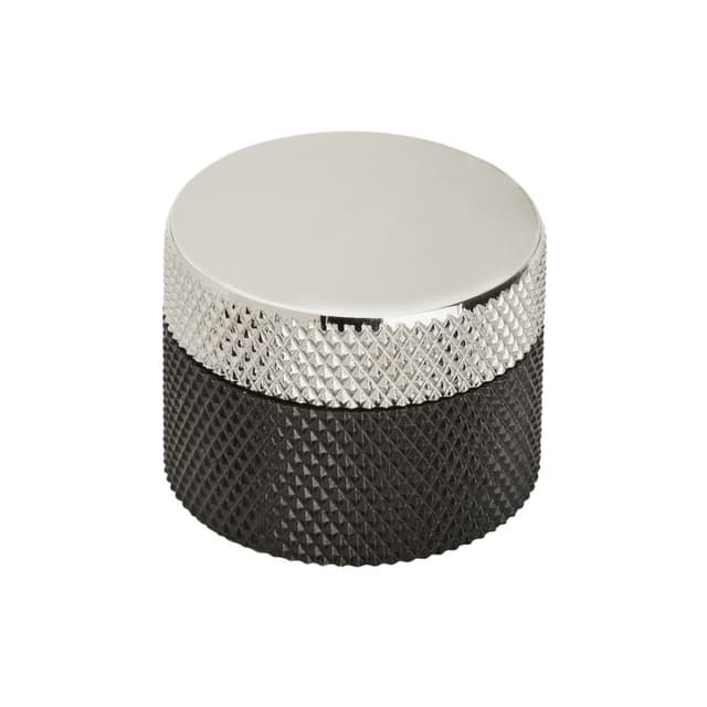1-1/4" Transcendent Round Knob, Matte Black/Polished Nickel