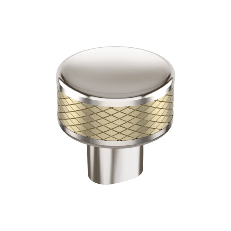 1-1/4" Esquire Round Cabinet Knob, Polished Nickel/Golden Champagne