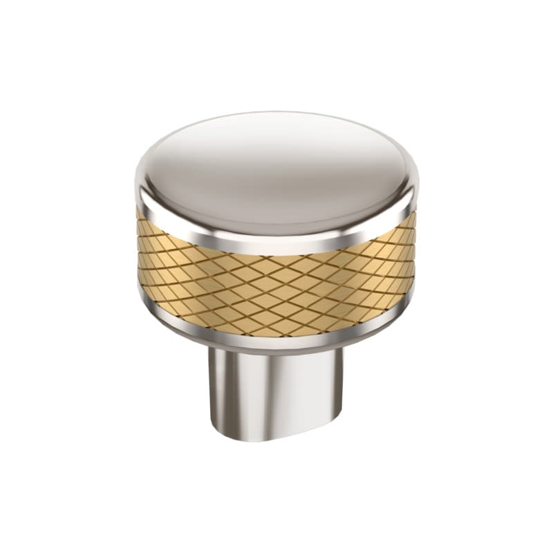 1-1/4" Esquire Round Cabinet Knob, Polished Nickel/Champagne Bronze