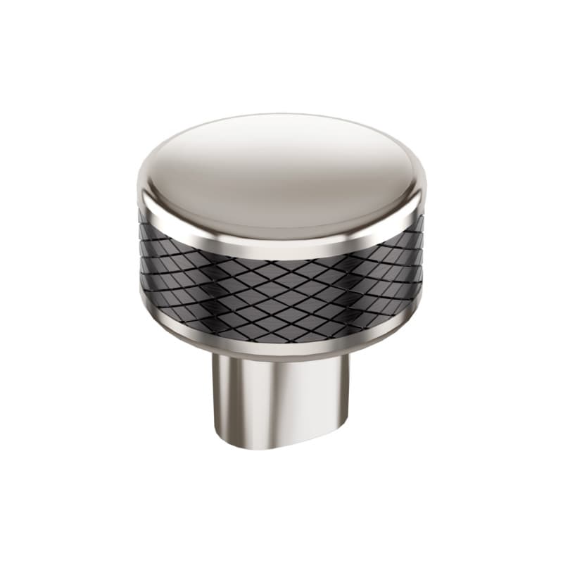 1-1/4" Esquire Round Cabinet Knob, Polished Nickel/Gunmetal