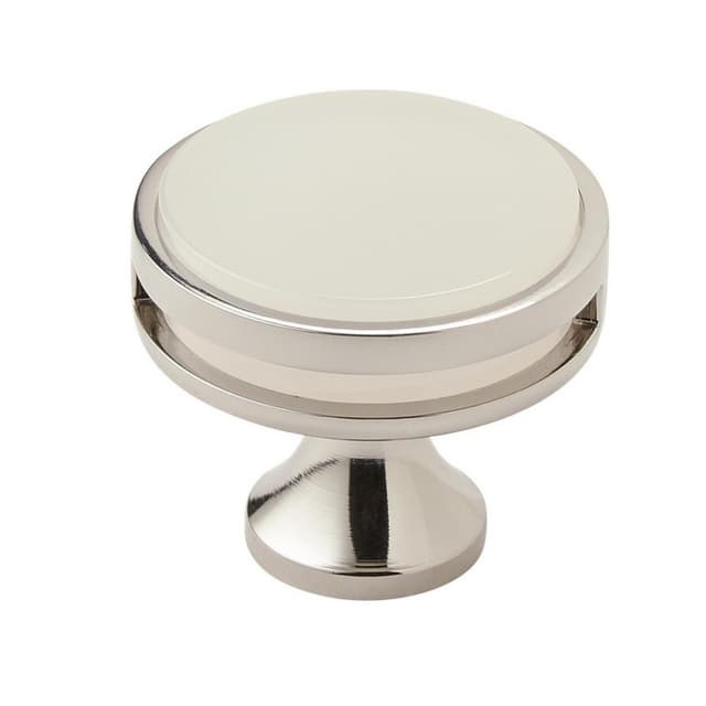 1-3/8" Oberon Acrylic Knob, Polished Nickel/Frosted