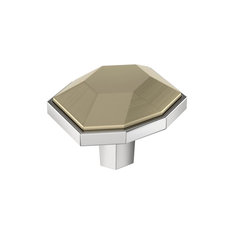1-5/8" London Rectangle Cabinet Knob, Golden Champagne/Polished Chrome