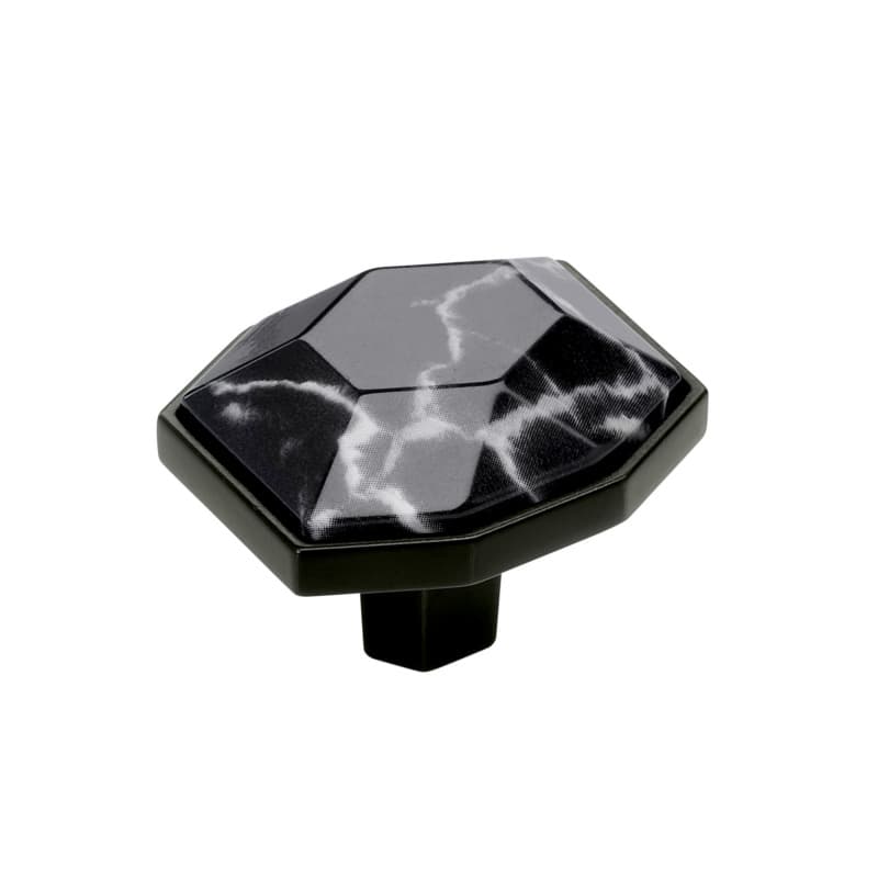 1-5/8" Carrione Rectangle Knob, Marble Black/Black Bronze
