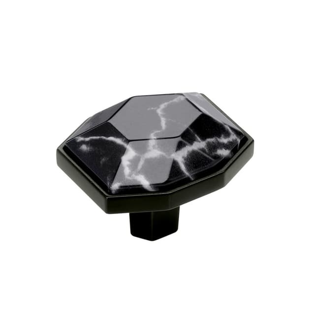 1-5/8" Carrione Rectangle Knob, Marble Black/Black Bronze
